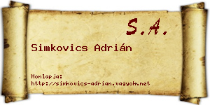 Simkovics Adrián névjegykártya